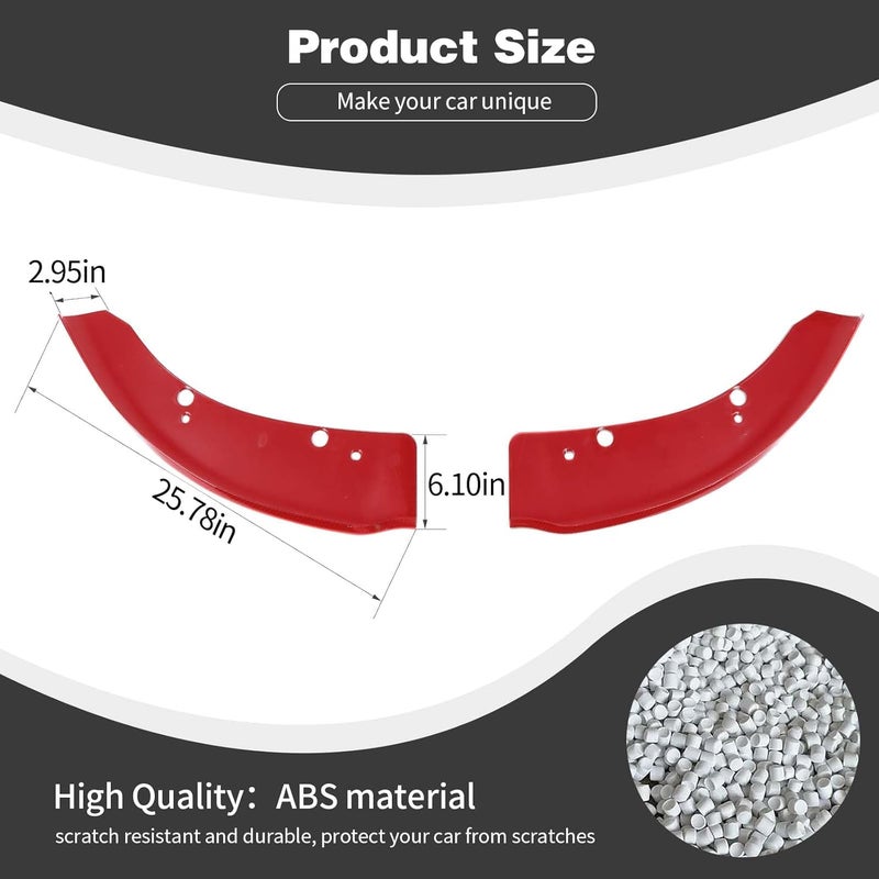 PDKLIN for Charger Front Bumper Lip Splitter Protector Cover Trim for 2015-2023 Dodge Charger Red Exterior Accessories 2pcs, Not for SXT/Widebody - Image 5